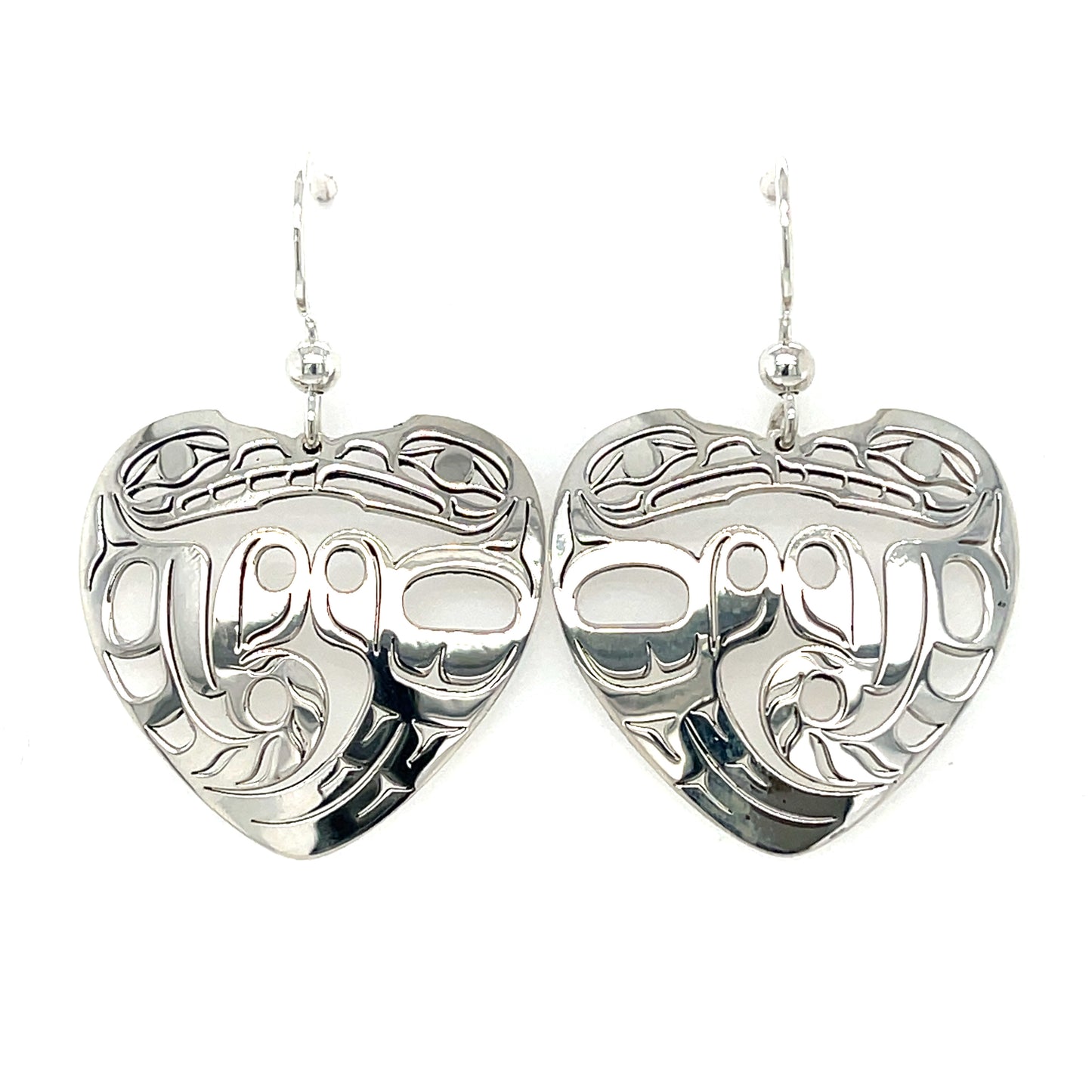 Earrings - Sterling Silver - Heart - Wolf Eagle
