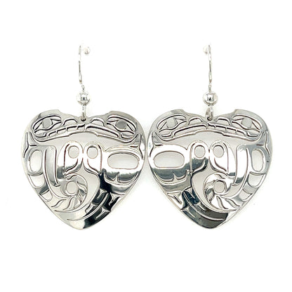 Earrings - Sterling Silver - Heart - Wolf Eagle