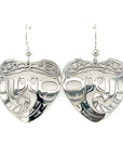 Earrings - Sterling Silver - Heart - Wolf Eagle