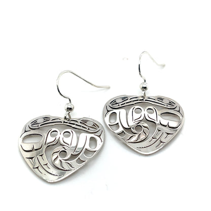 Earrings - Sterling Silver - Heart - Wolf Eagle