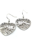 Earrings - Sterling Silver - Heart - Wolf Eagle