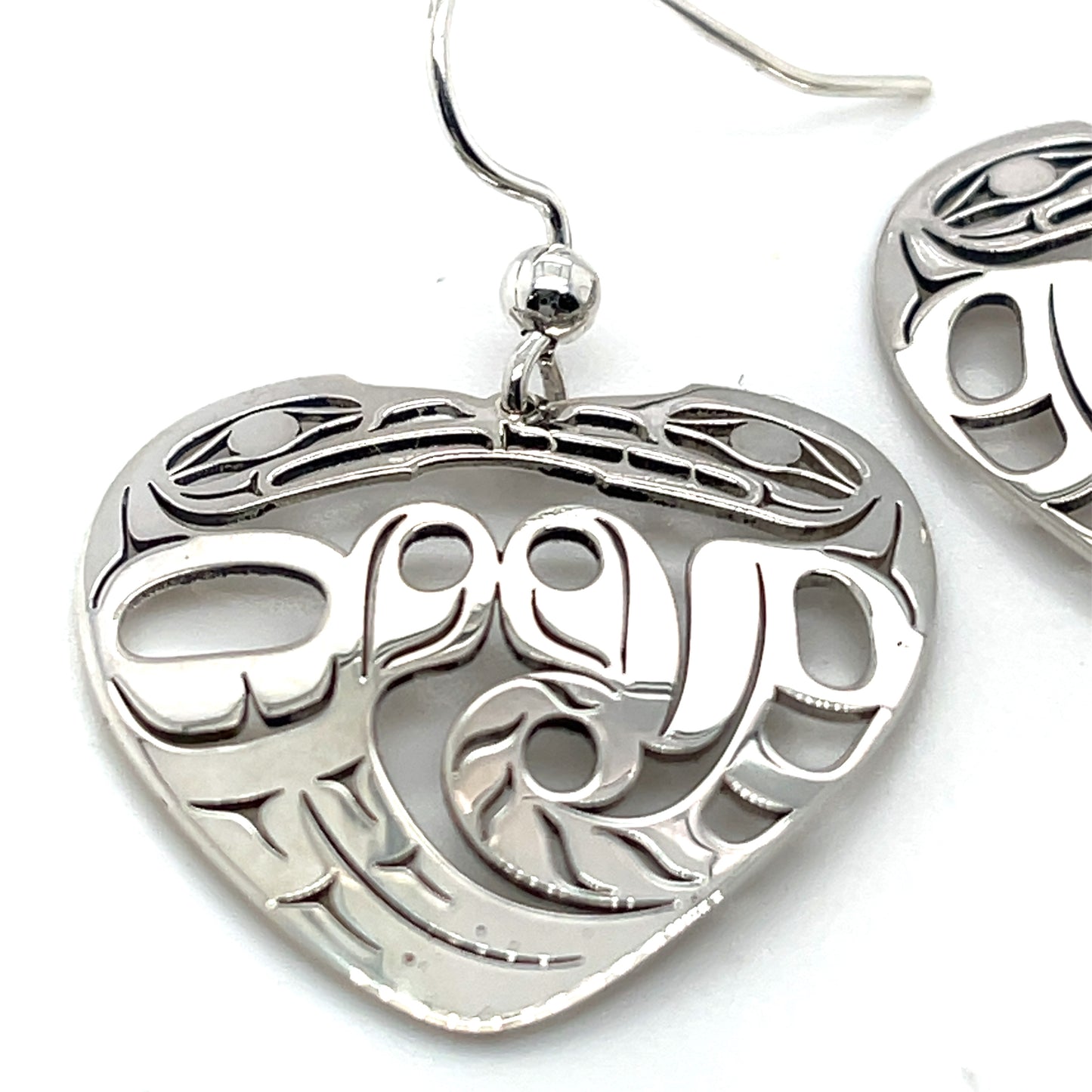 Earrings - Sterling Silver - Heart - Wolf Eagle