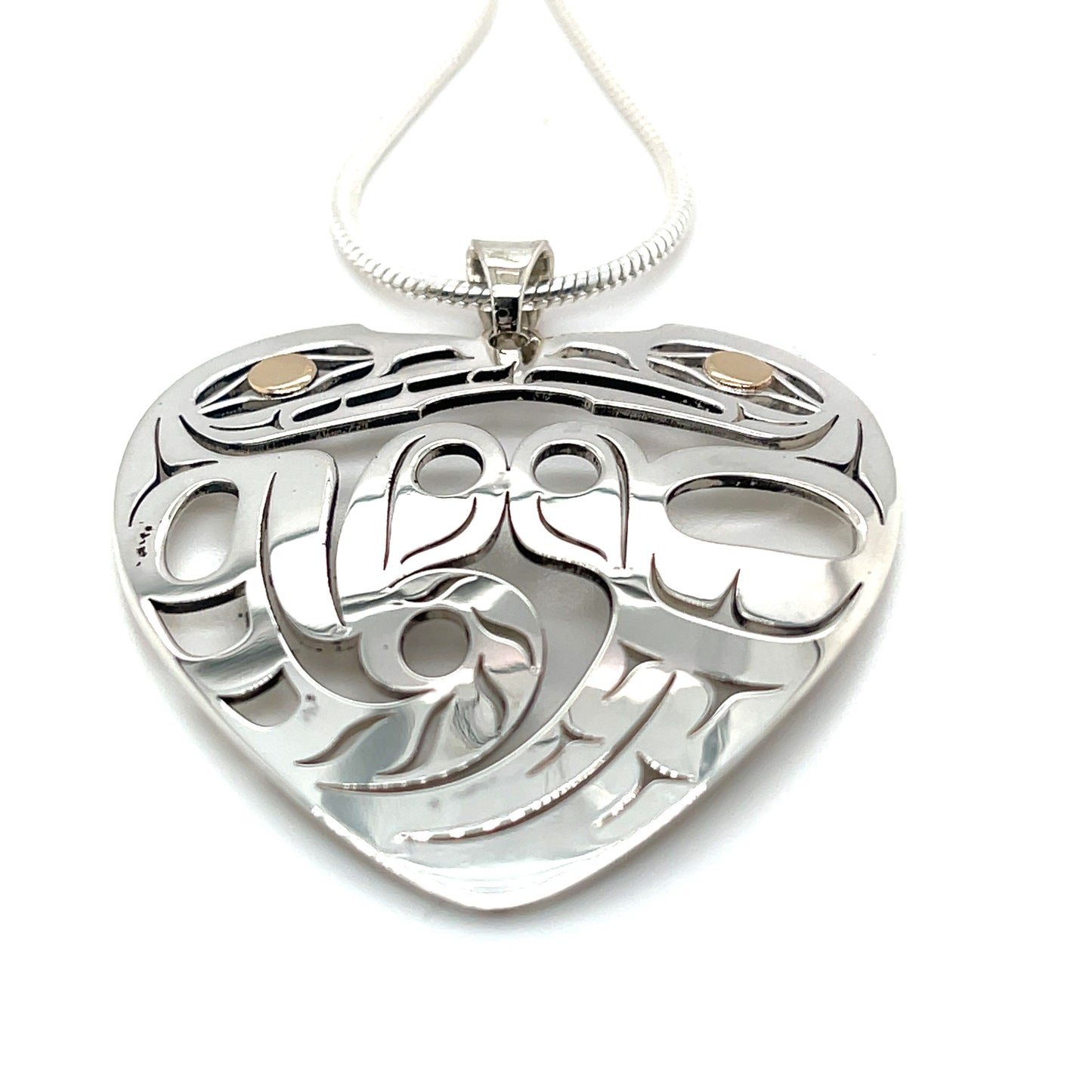 Pendant - Gold & Silver - Heart Shape - Wolf & Eagle