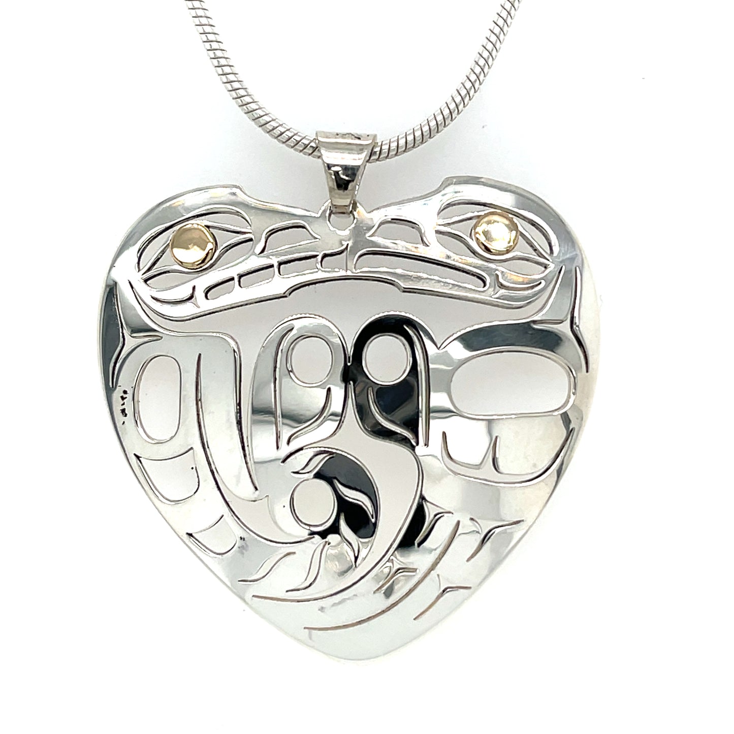 Pendant - Gold & Silver - Heart Shape - Wolf & Eagle