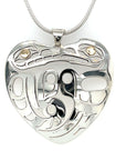 Pendant - Gold & Silver - Heart Shape - Wolf & Eagle