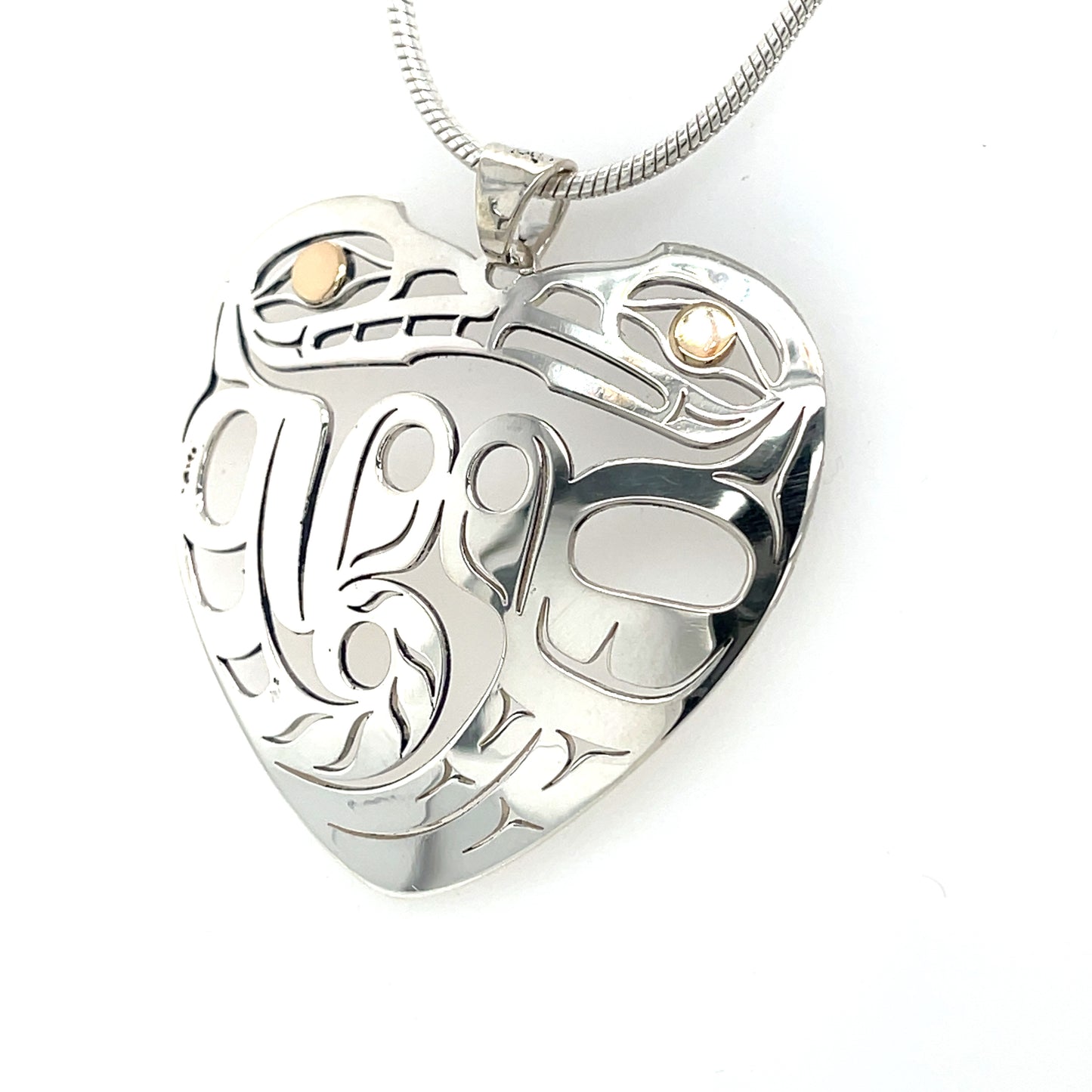 Pendant - Gold & Silver - Heart Shape - Wolf & Eagle