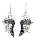 Earrings - Sterling Silver - Cutout - Wolf Head