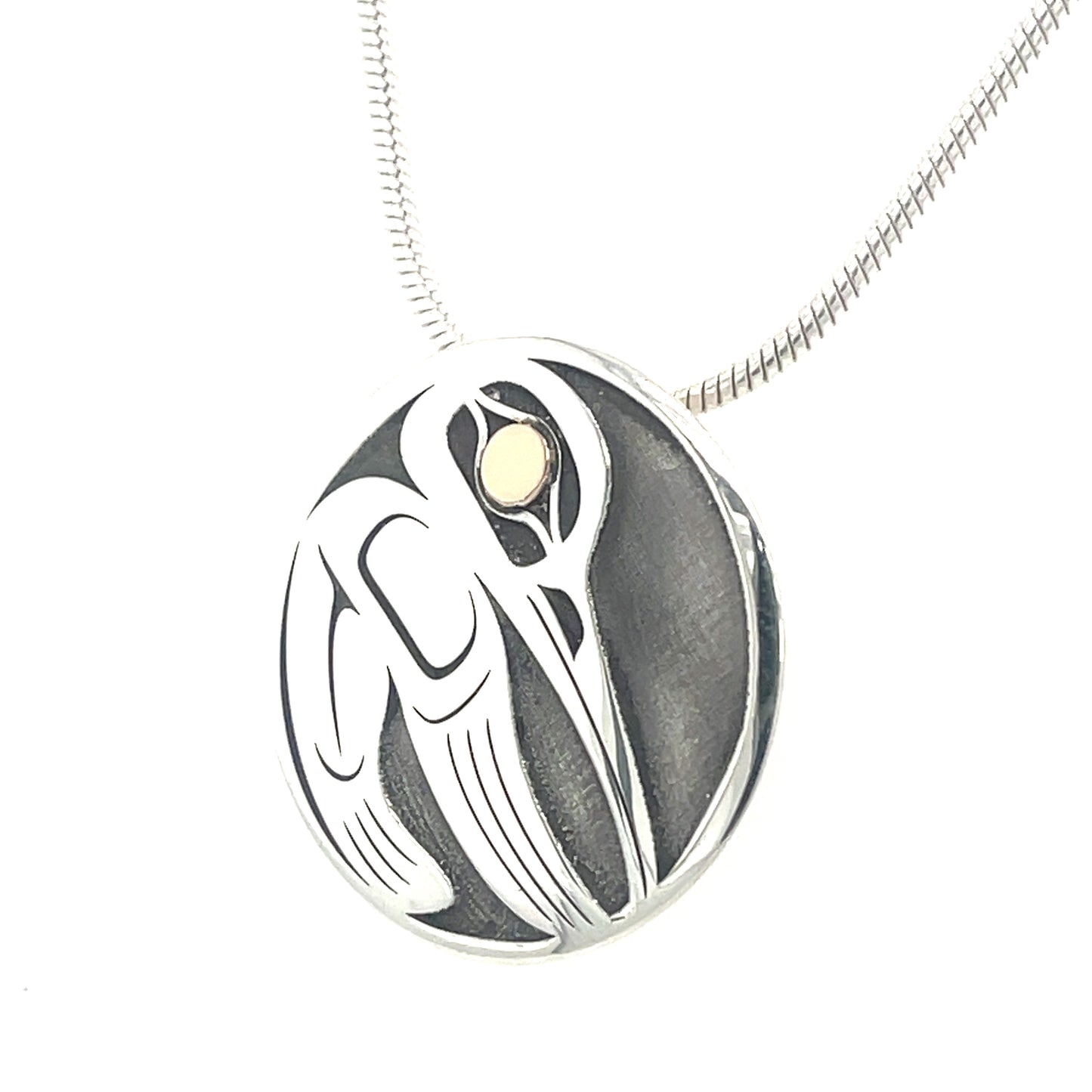 Pendant - Gold & Silver - Round - Hummingbird