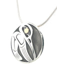 Pendant - Gold & Silver - Round - Hummingbird