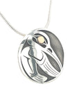 Pendant - Gold & Silver - Round - Hummingbird