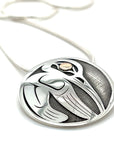 Pendant - Gold & Silver - Round - Hummingbird