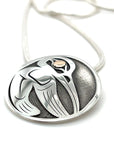 Pendant - Gold & Silver - Round - Hummingbird