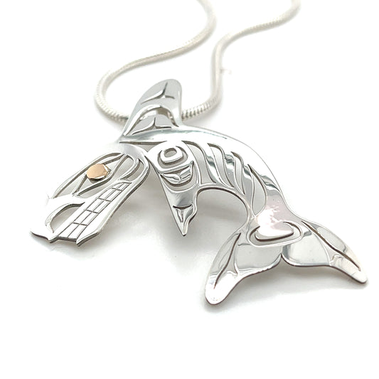 Pendant - Gold & Silver - Cutout - Single Finned Orca
