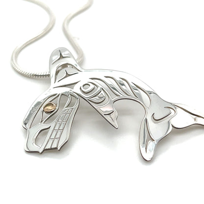Pendant - Gold & Silver - Cutout - Single Finned Orca