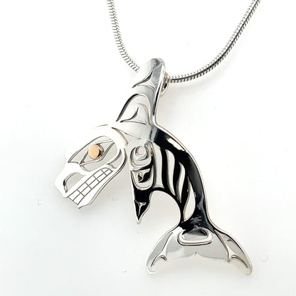 Pendant - Gold & Silver - Cutout - Single Finned Orca