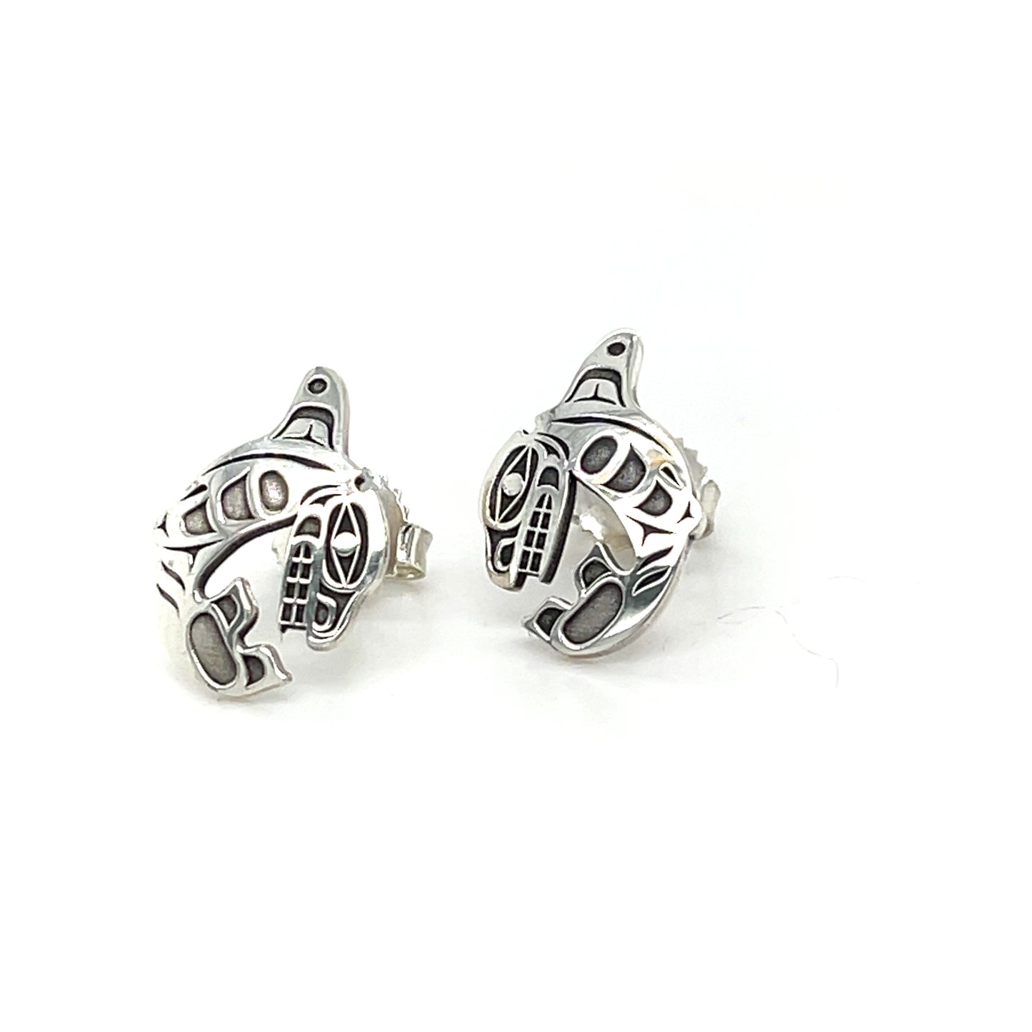 Earrings - Sterling Silver - Studs - Cutout - Orca