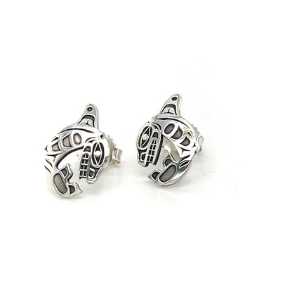 Earrings - Sterling Silver - Studs - Cutout - Orca