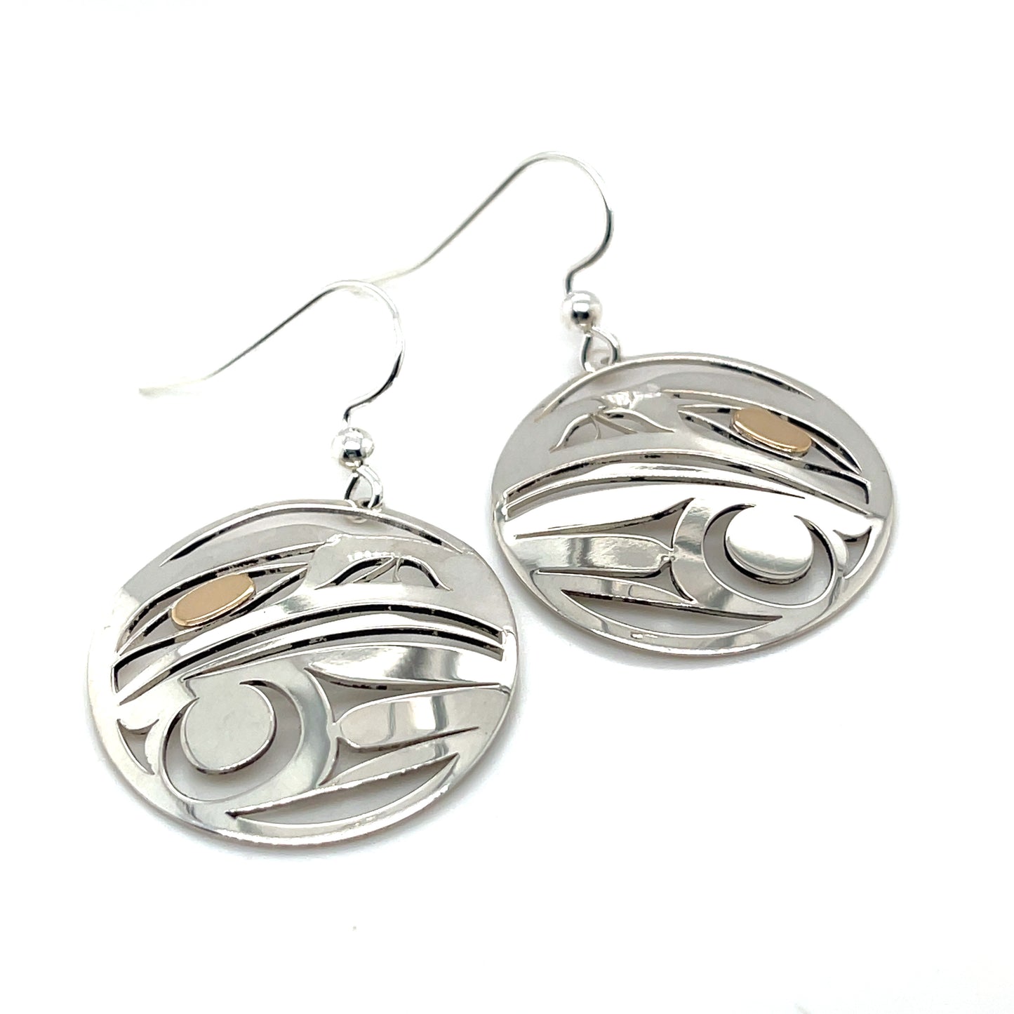 Earrings - Gold & Silver - Round - Raven