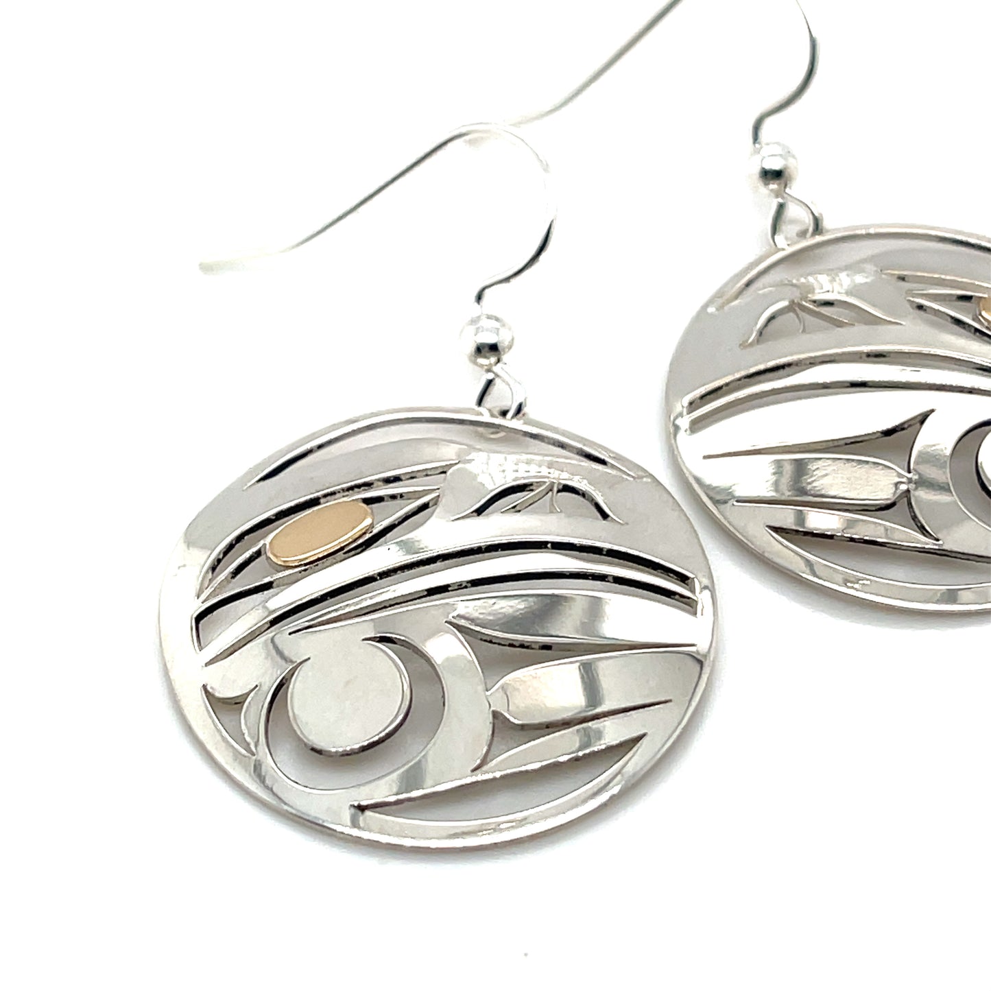Earrings - Gold & Silver - Round - Raven