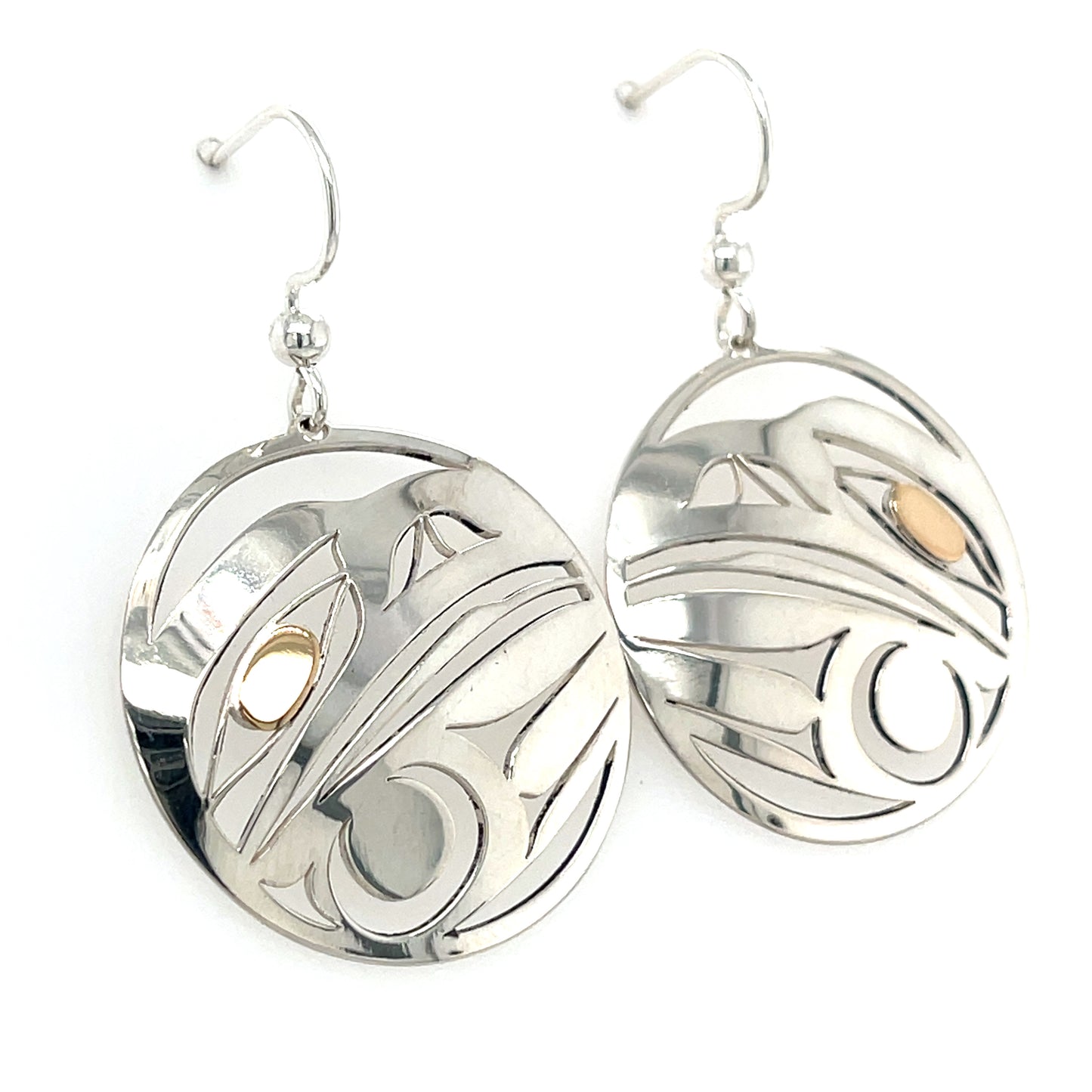 Earrings - Gold & Silver - Round - Raven