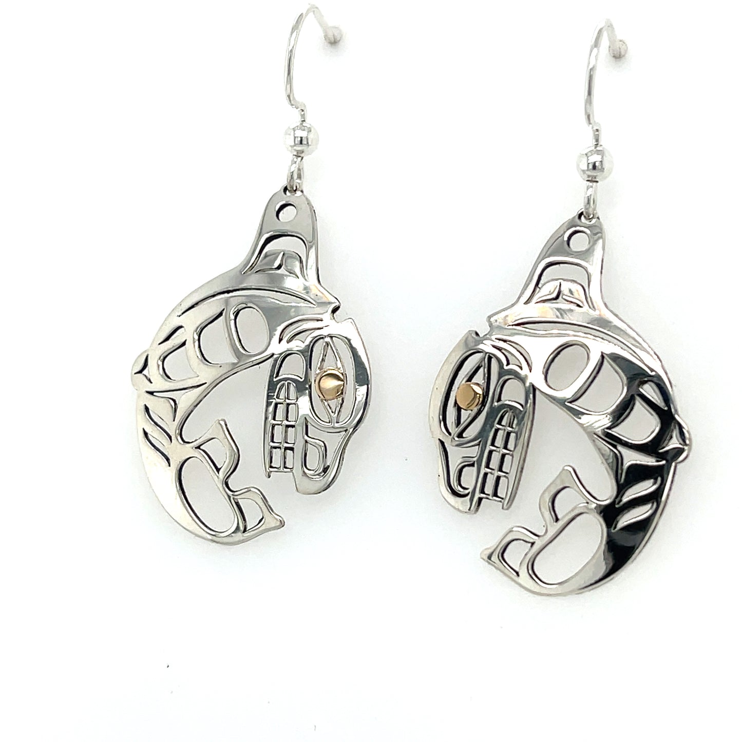 Earrings - Gold & Silver - Cutout - Orca