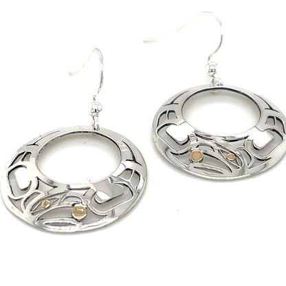 Earrings - Gold & Silver - Round - Raven - Offset