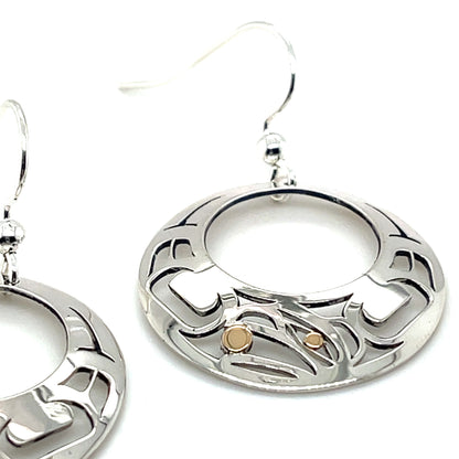 Earrings - Gold & Silver - Round - Raven - Offset