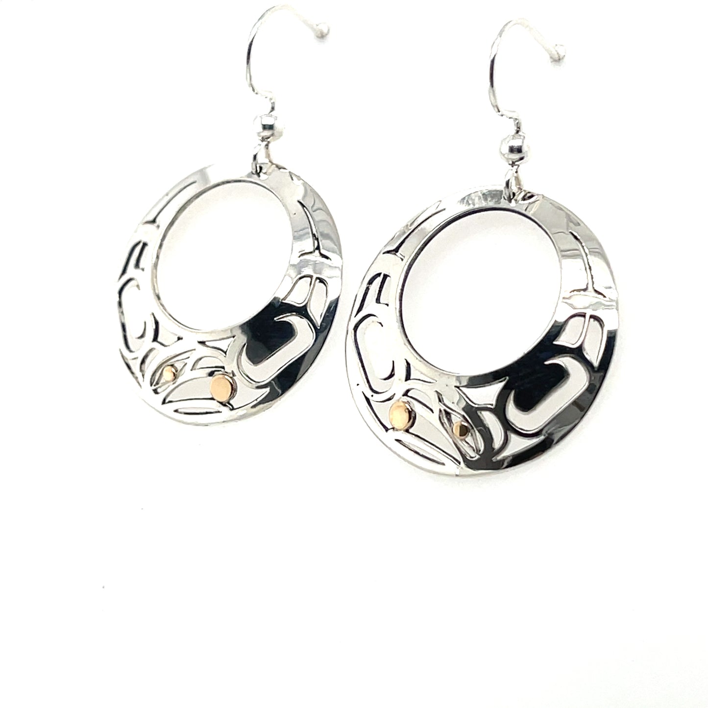Earrings - Gold & Silver - Round - Raven - Offset
