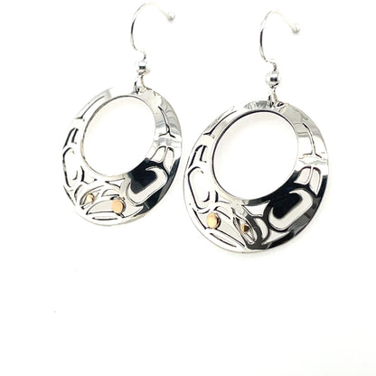 Earrings - Gold & Silver - Round - Raven - Offset