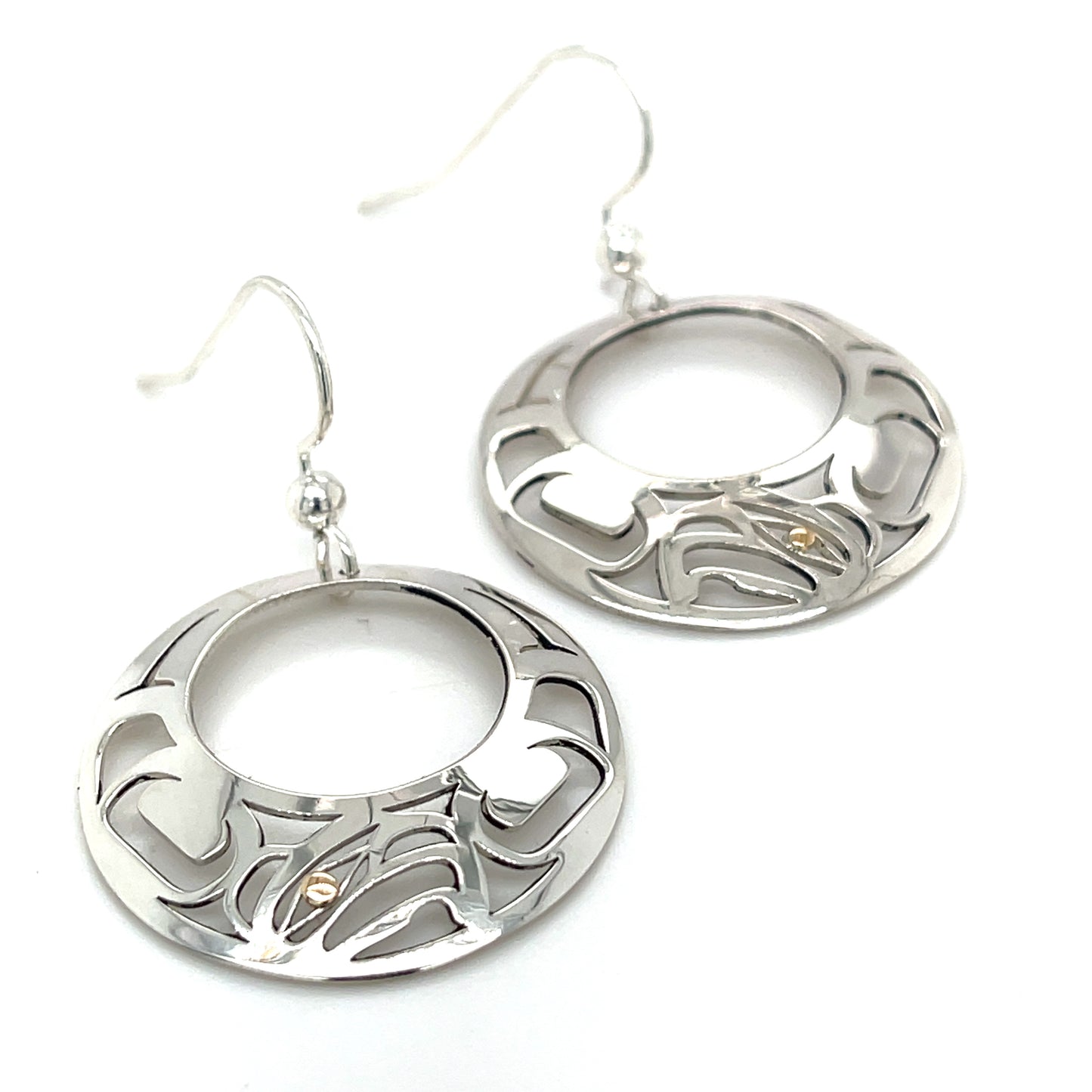 Earrings - Gold & Silver - Round - Eagle - Offset