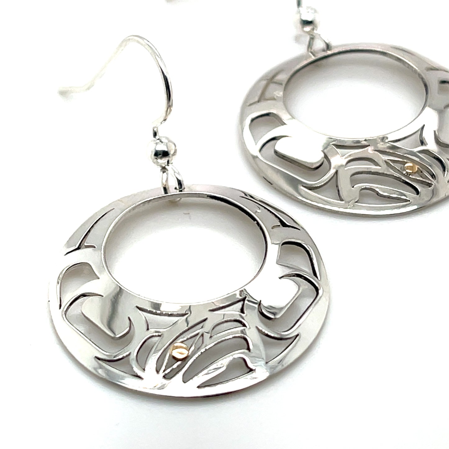 Earrings - Gold & Silver - Round - Eagle - Offset