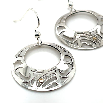 Earrings - Gold & Silver - Round - Eagle - Offset
