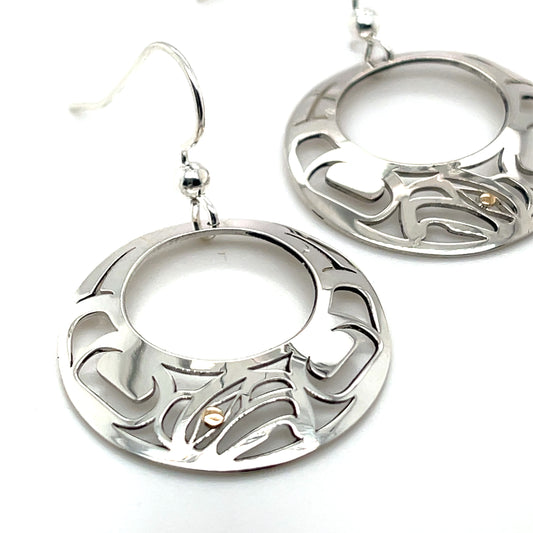 Earrings - Gold & Silver - Round - Eagle - Offset