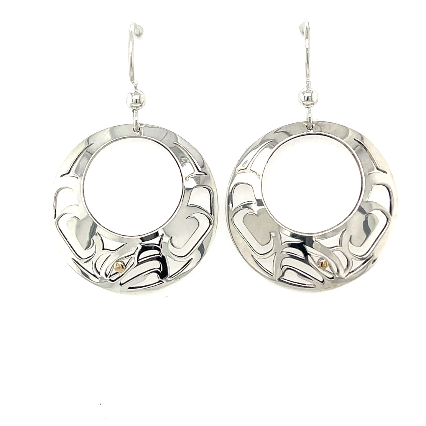 Earrings - Gold & Silver - Round - Eagle - Offset