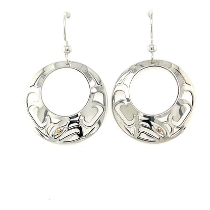 Earrings - Gold & Silver - Round - Eagle - Offset