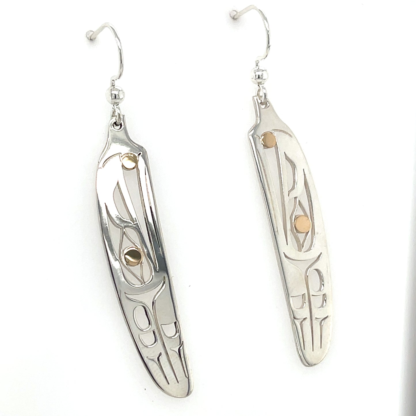 Earrings - Gold & Silver - Feather - Raven
