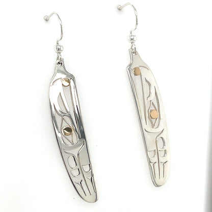 Earrings - Gold & Silver - Feather - Raven