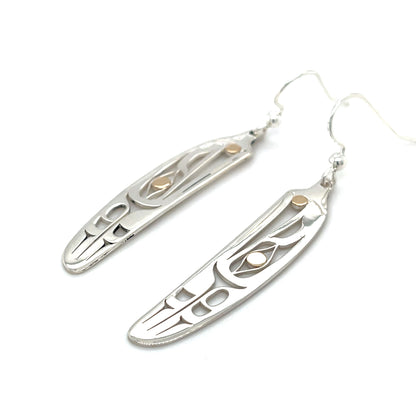 Earrings - Gold & Silver - Feather - Raven