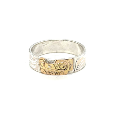 Ring - Gold and Silver - 1/4" - Wolf - Size 11