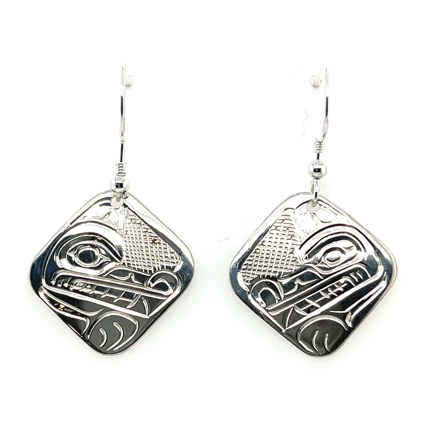 Earrings - Sterling Silver - Diamond - Wolf