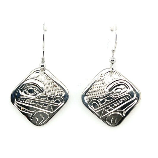 Earrings - Sterling Silver - Diamond - Wolf