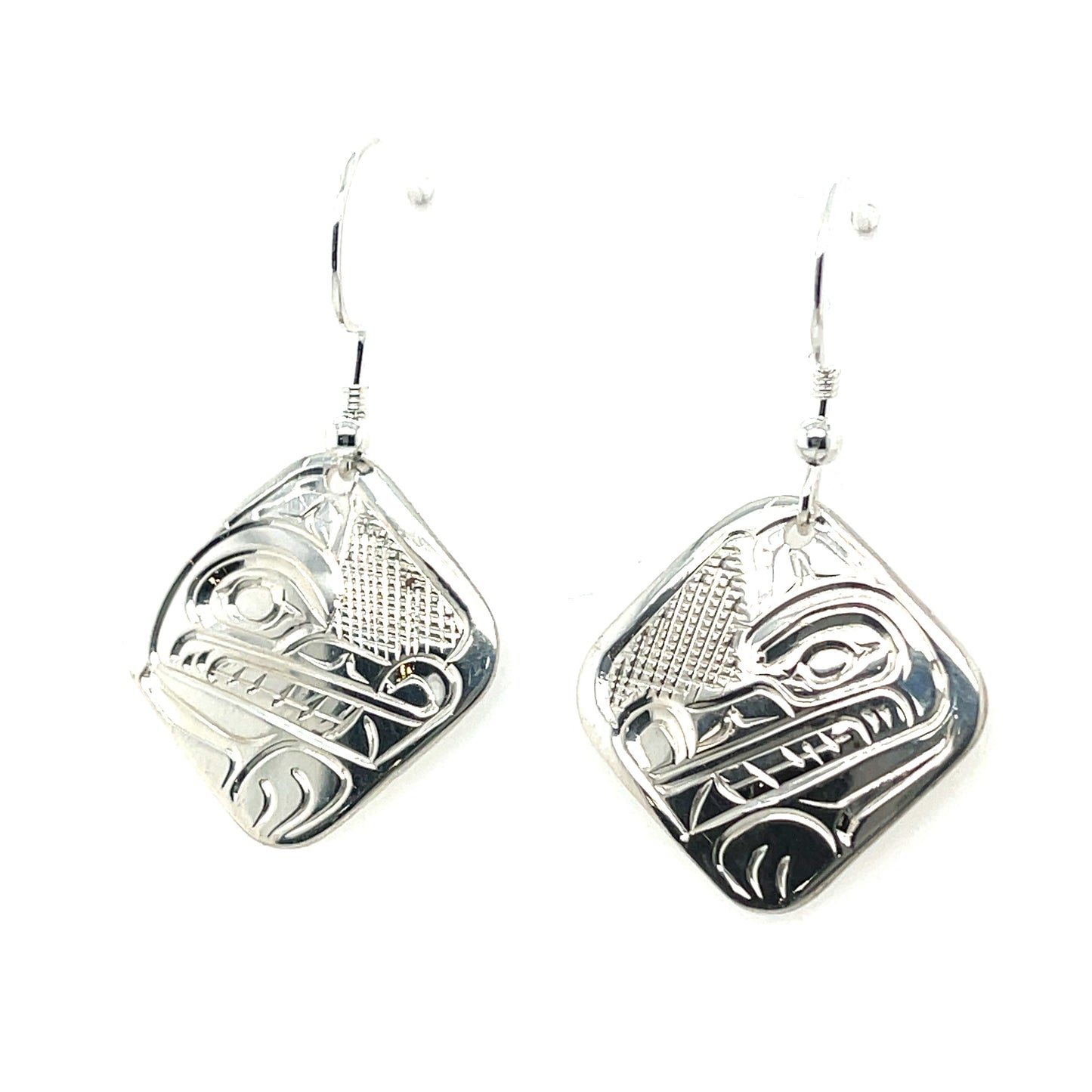 Earrings - Sterling Silver - Diamond - Wolf