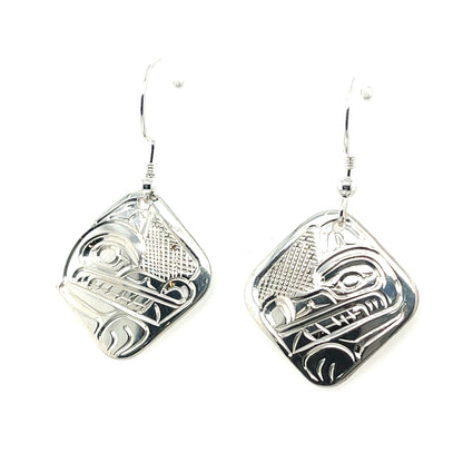 Earrings - Sterling Silver - Diamond - Wolf