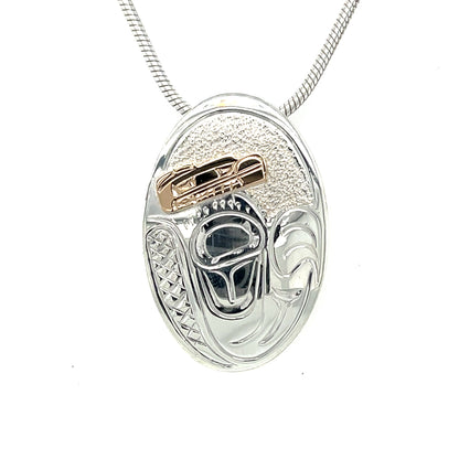 Pendant - Gold & Silver - Oval - Beaver