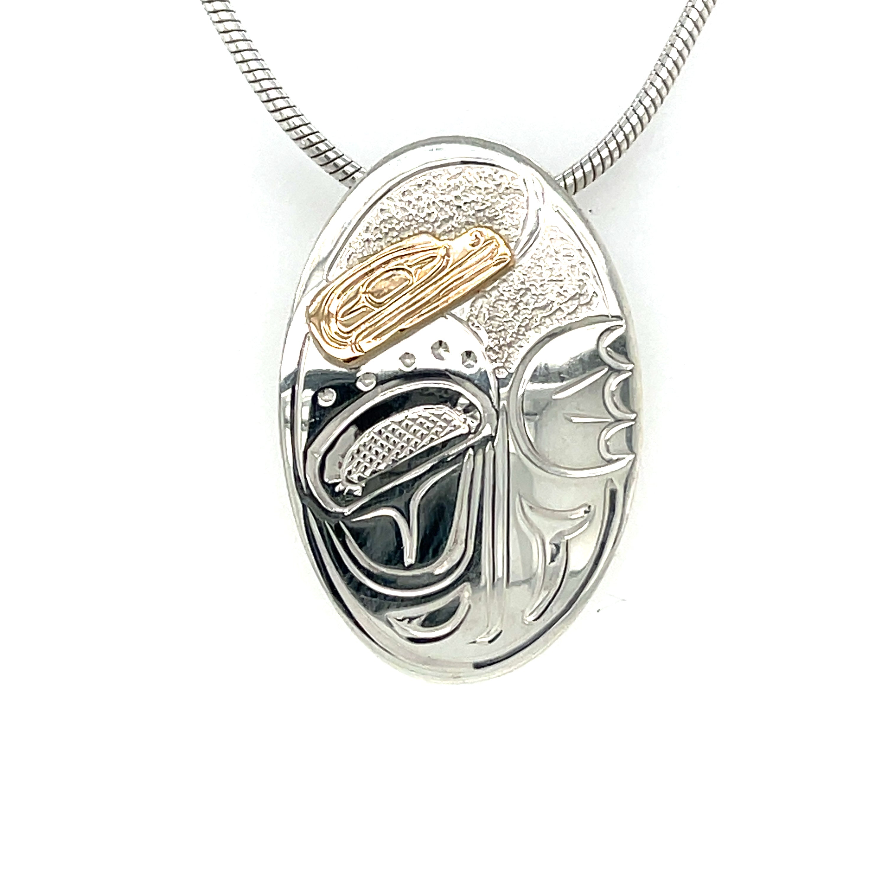 Pendant - Gold &amp; Silver - Oval - Frog