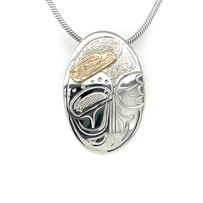 Pendant - Gold & Silver - Oval - Frog