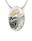 Pendant - Gold & Silver - Oval - Frog