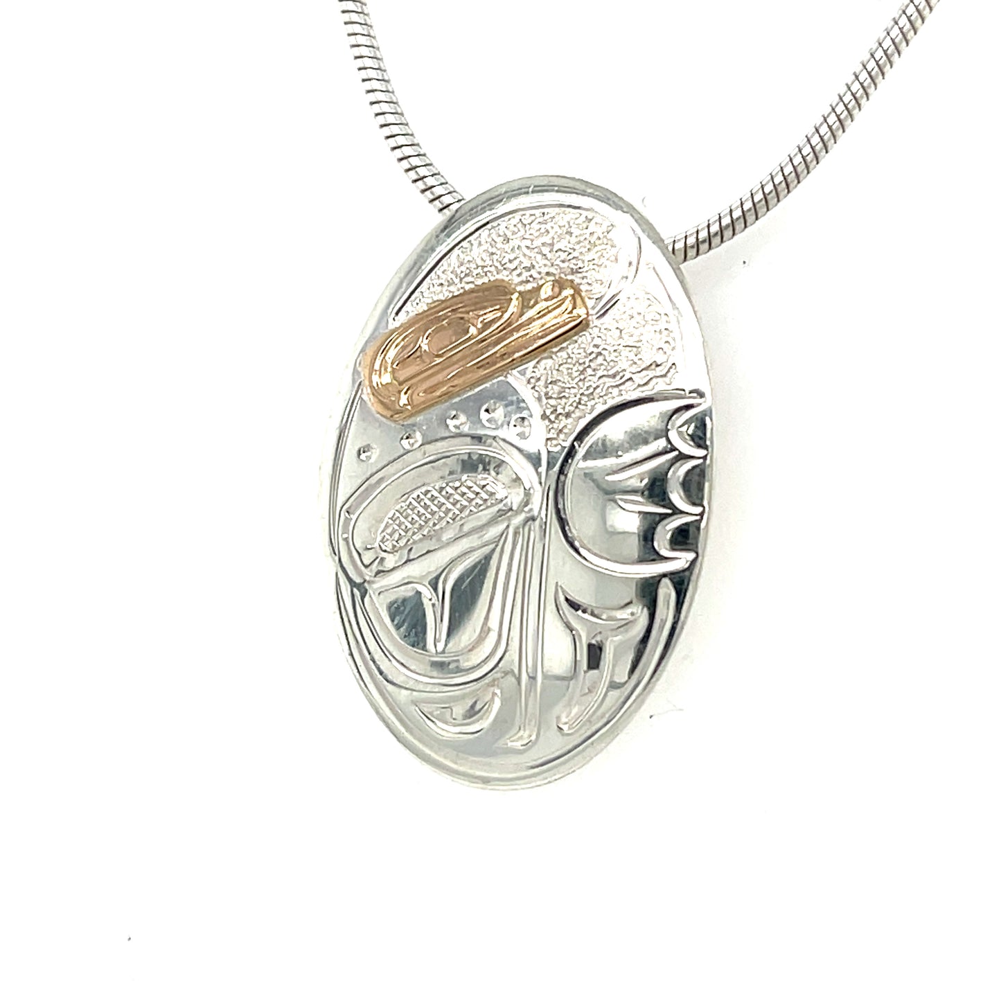 Pendant - Gold & Silver - Oval - Frog