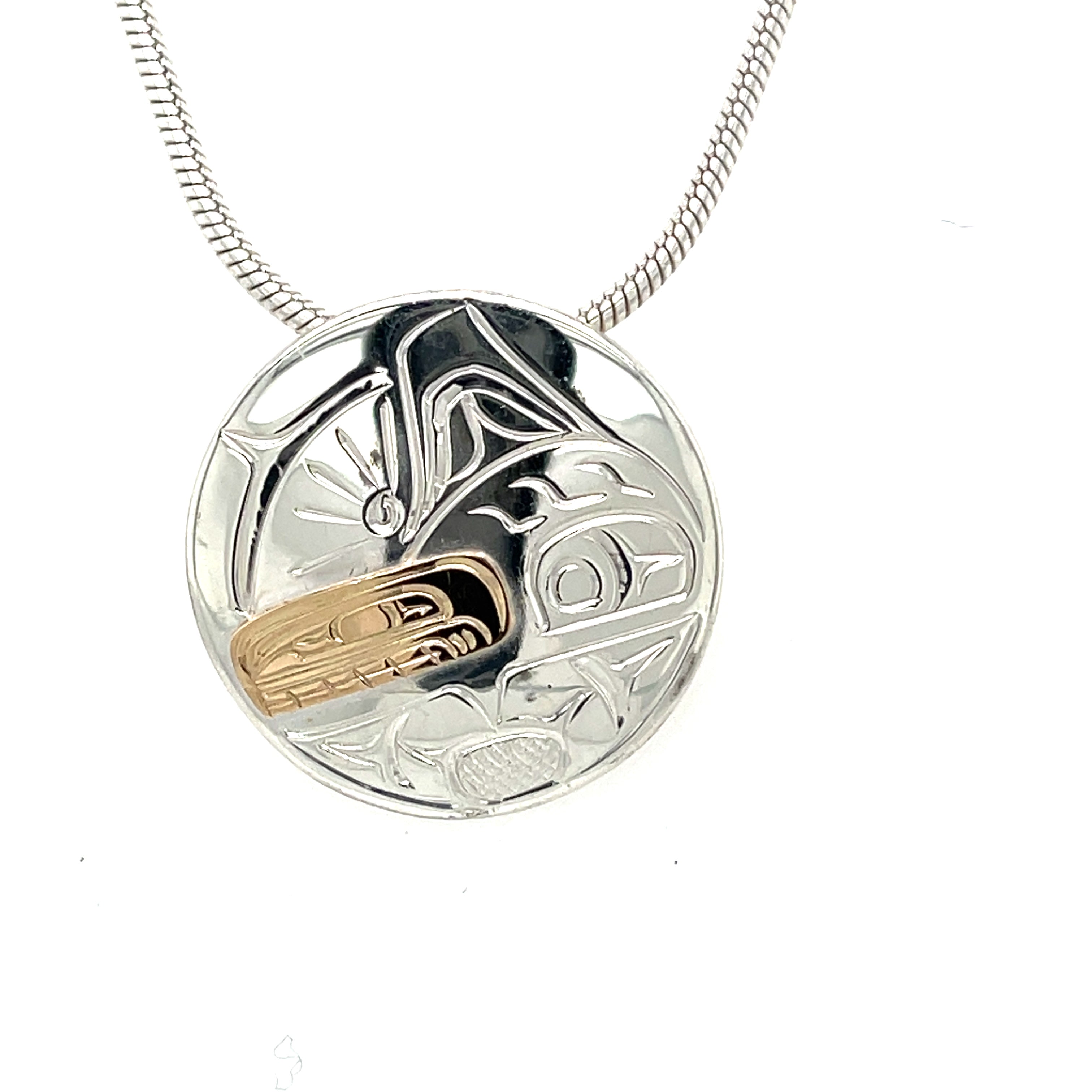 Pendant - Gold &amp; Silver - Round - Orca