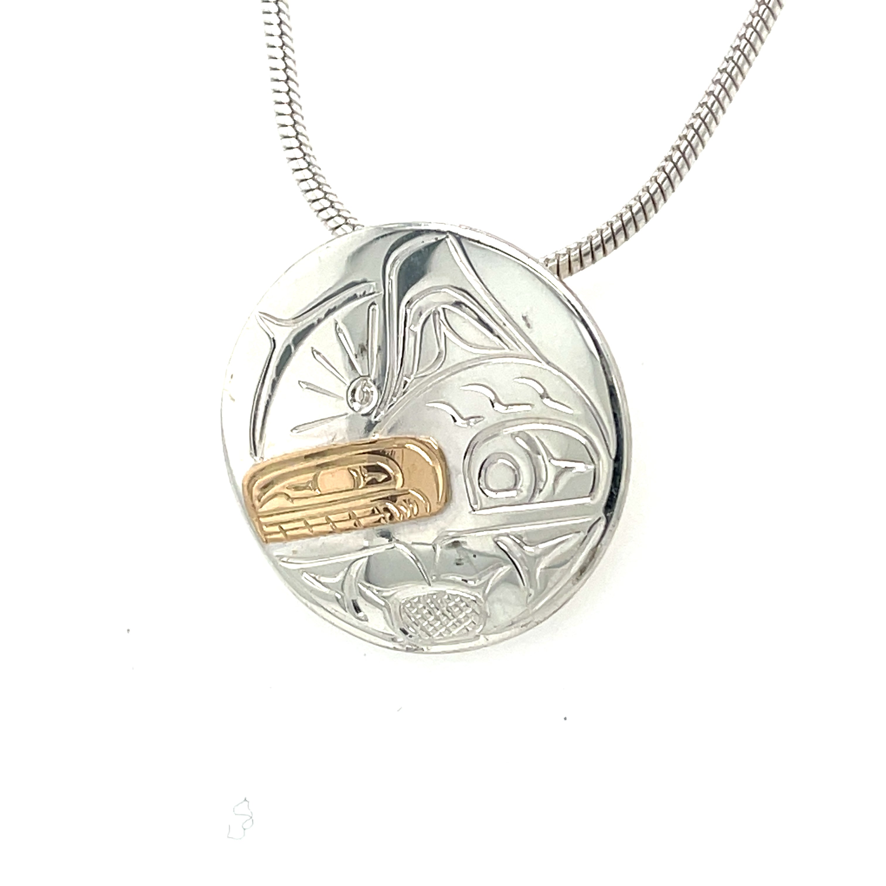 Pendant - Gold &amp; Silver - Round - Orca